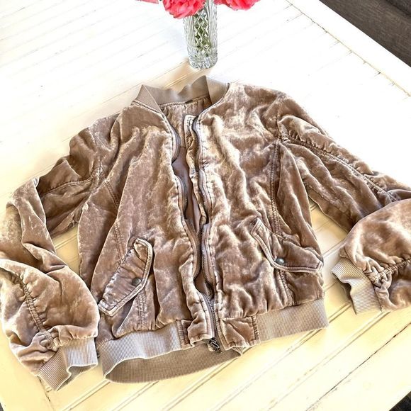 Free People Crushed Velvet Bomber Jacket - Picture 6 of 12
